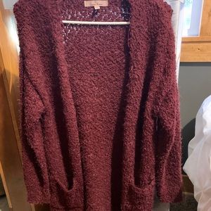 Soft Cardigan. Wine color, burgundy color.